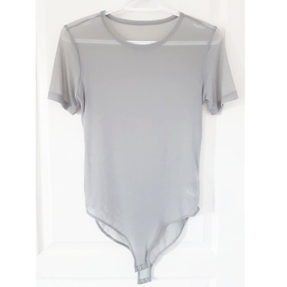 Forever 21 Light Gray Mesh Sheer Bodysuit - Picture 1 of 6